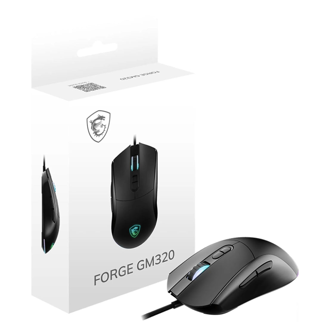 MSI Forge GM320 Gaming-Maus – 12800 DPI optischer Sensor, symmetrisch, über 20 Millionen Klicks, 7 T