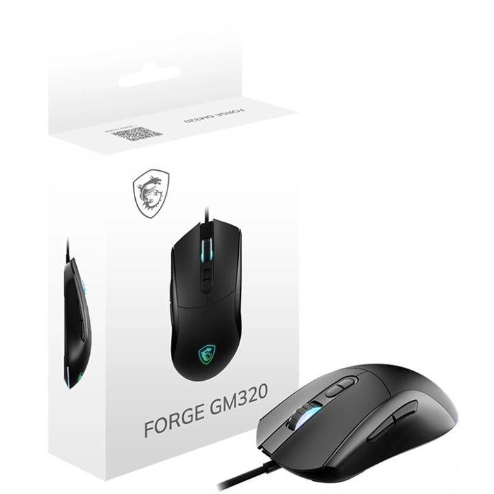 MSI Forge GM320 Gaming-Maus – 12800 DPI optischer Sensor, symmetrisch, über 20 Millionen Klicks, 7 T