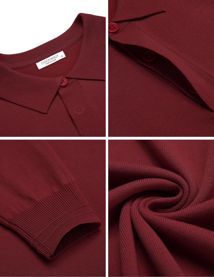 COOFANDY Herren Pullover Mit Polokragen Strick Polo Pullover Langarmshirt Strickpullover Regular Fit