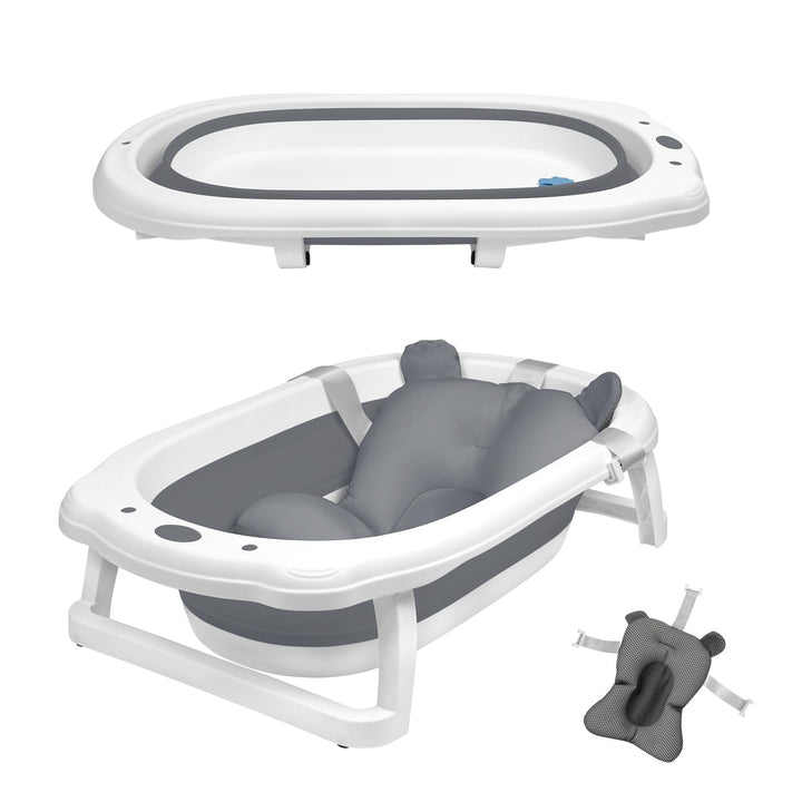 NAIZY Babybadewanne 82x50cm Faltbar Baby Bath Wanne Anthrazit PP+PTE Babywanne mit Rutschfeste Fussp
