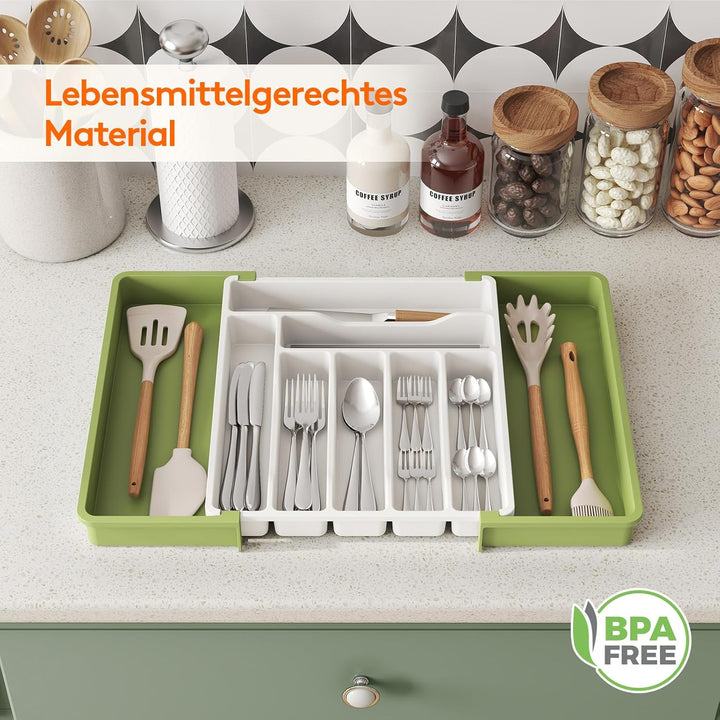 Lifewit Besteckkasten für Schubladen, erweiterbarer Besteckeinsatz für Küchenschubladen, verstellbar