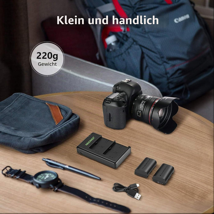 NEEWER Ersatz-Akku LP-E6NH wiederaufladbares Akku-Ladegerät kompatibel mit Canon EOS R7, EOS R5, EOS