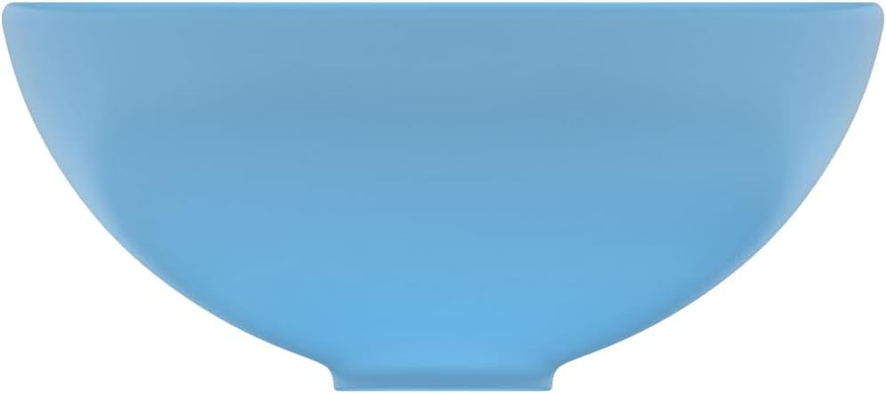 HOMIUSE Luxus-Waschbecken Rund Matt Hellblau 32,5x14 cm Keramik Waschbecken Waschtisch Aufsatzwaschb