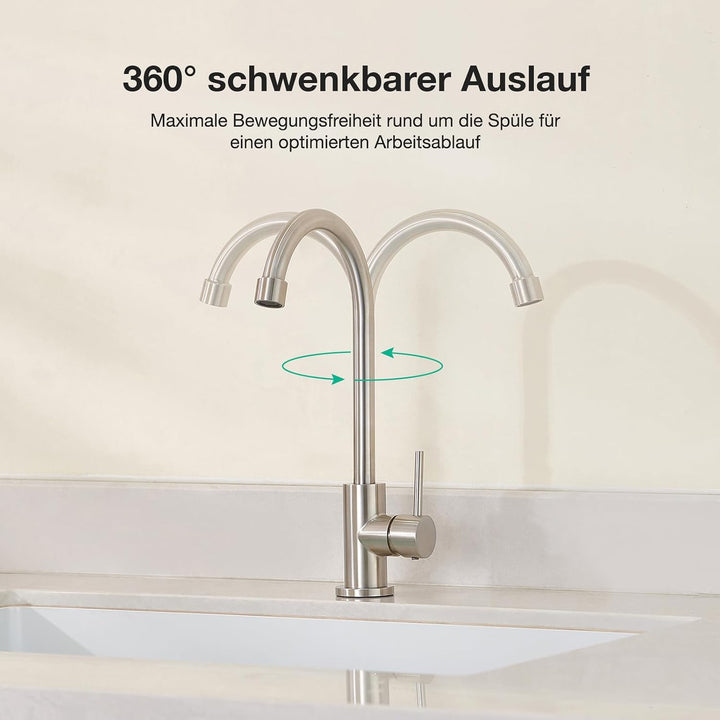 Faustina Kaltwasserhahn Küche, Wasserhahn Armatur Küche nur Kaltwasser, Küchenarmatur Spültischarmat