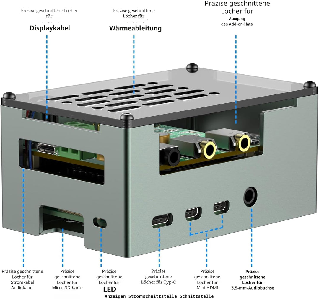 InnoMaker Aluminiumgehäuse für Raspberry Pi 4 mit 3510 PWM Lüfter, passiver Kühlkörper, Gehäuse aus