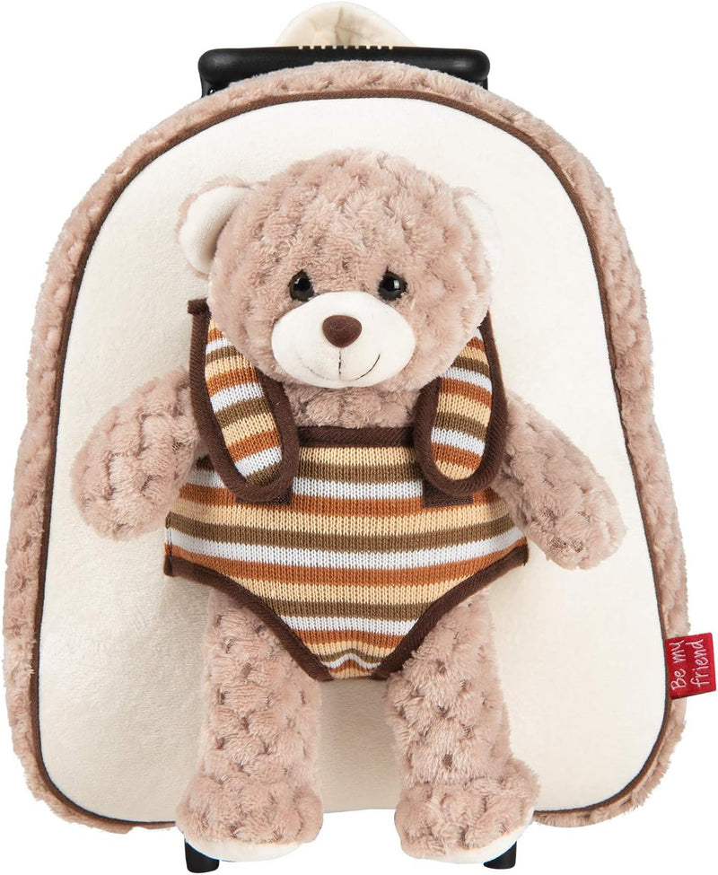 PERLETTI Plüschtier Teddybär Kindergepäck Rucksack für Kinder - Kinderrucksack Abnehmbaren Rädern un