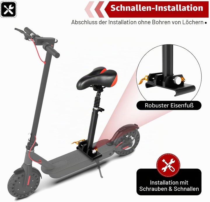 Elektroroller Sitz PU Scooter Sitz, Zubehör für E-Scooter Elektro Fahrrad, Höhenverstellbar 45-65cm,