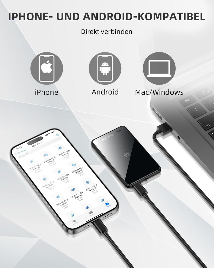 128GB Magnetische Diktiergerät, Audio-Aufnahmegerät mit dreifacher Rauschunterdrückung, Audiorecorde