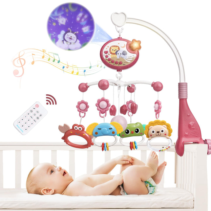 Mini Tudou Fernsteuerung Baby Mobile mit Stern Projektor & Timing-Funktion,Musical Mobile mit Melodi