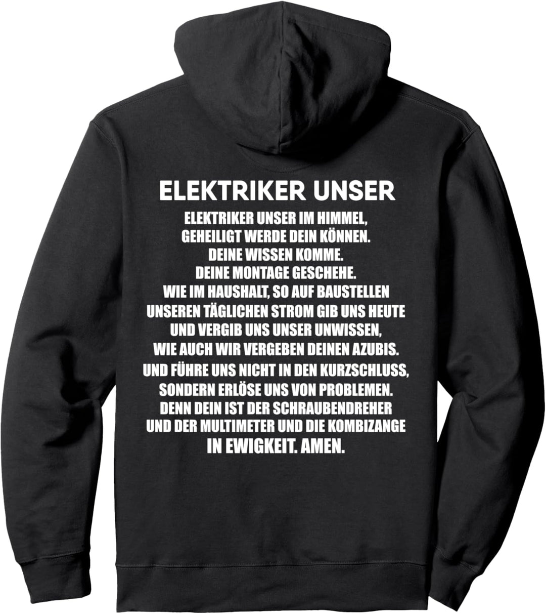 Lustig Elektriker Unser Gebet I Elektroniker Spruch Rücken Pullover Hoodie