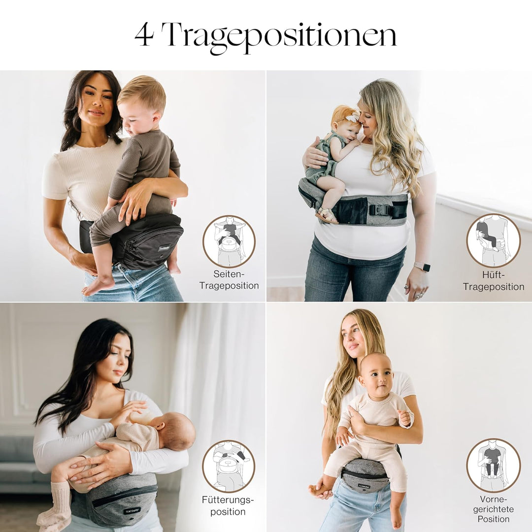 Tushbaby Ergonomische Multi-Position Babytrage Hüftsitz mit Sicherheitszertifikat, Einstellbar, Masc