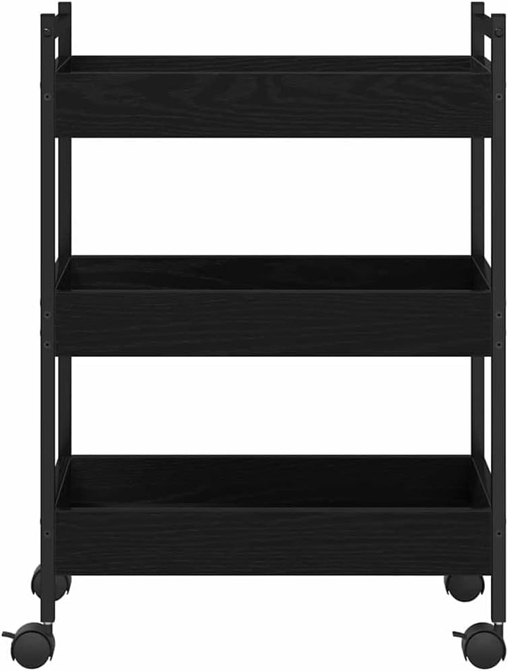 vidaXL Küchentrolley Schwarz Eichen-Optik 50 x 30 x 70 cm, Moderner Küchenwagen, rechteckiger mobile