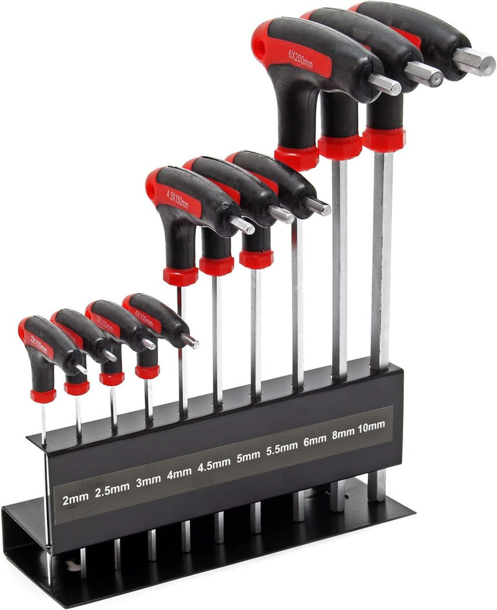 Wiltec Innensechskantschlüsselsatz 11tlg. 2-10mm mit 15-28cm Länge und thermoplastischen Gummigriffe