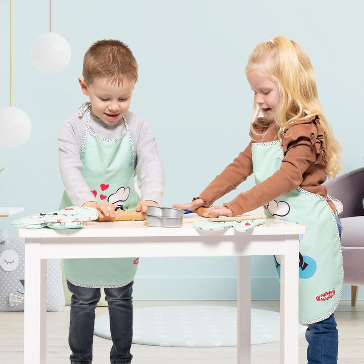 Heless 223 - Ofenhandschuh und Kochschürze für Kinder im Pinguin Pünktchen Design, waschbar, Zubehör
