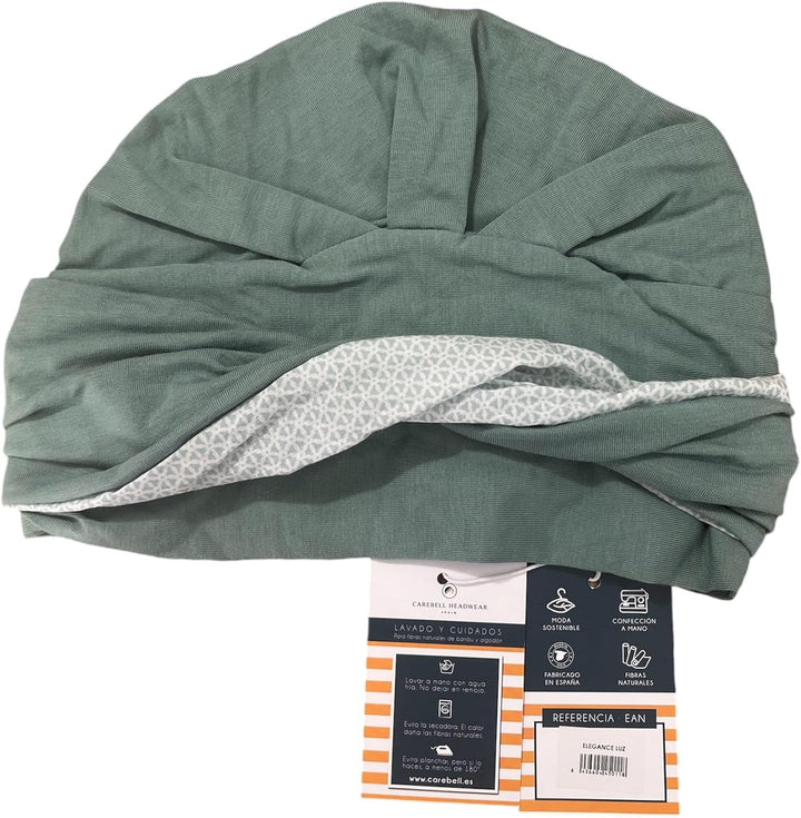 CAREBELL Elegance Luz – Turban aus Bambus für Chemotherapie oder Alopezie, aquamarin, One size
