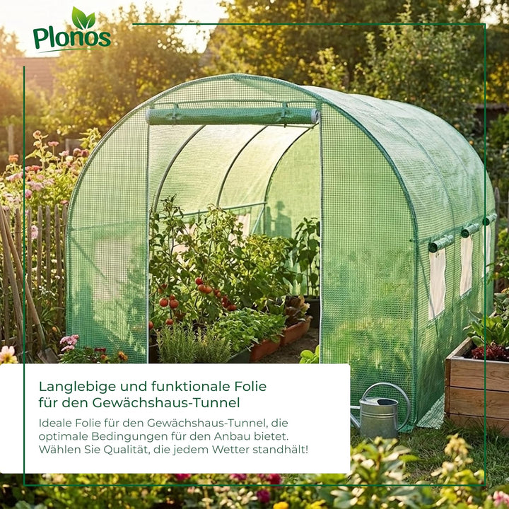 Plonos Ersatzfolie für Folientunnel Gartentunnel Gewächshaus Verschiedene Grössen (3 x 2m), 3 x 2m
