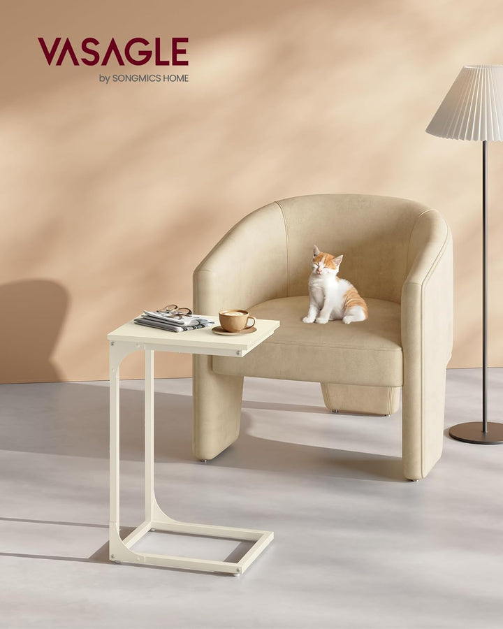 VASAGLE Beistelltisch, Sofatisch, C Form, Couchtisch, mit Metallgestell, modern, für Wohnzimmer, Sch
