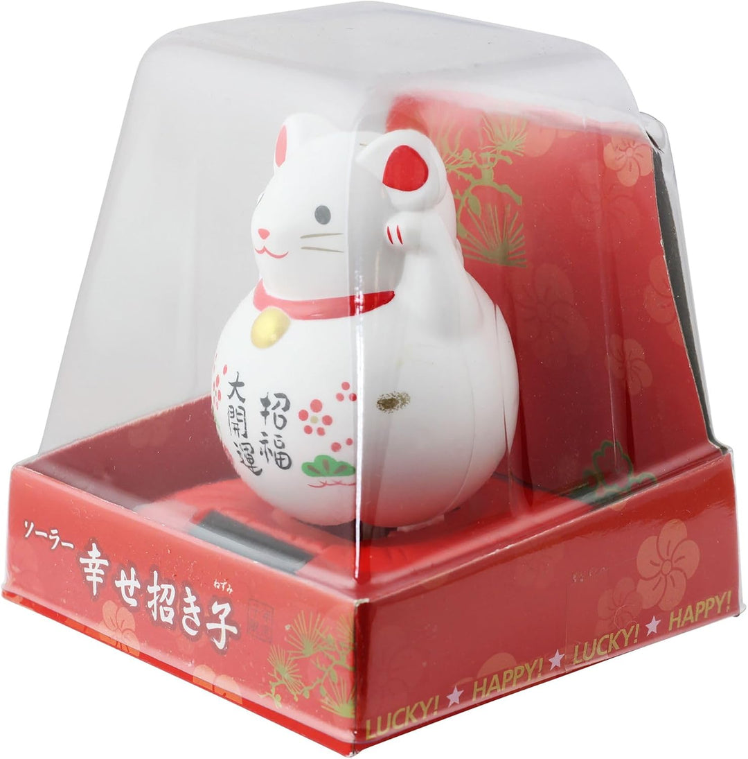 Freak Scene Glückskatze Maus - Maneki-Neko - Winkekatze - Solar - 10,5 cm - weiss