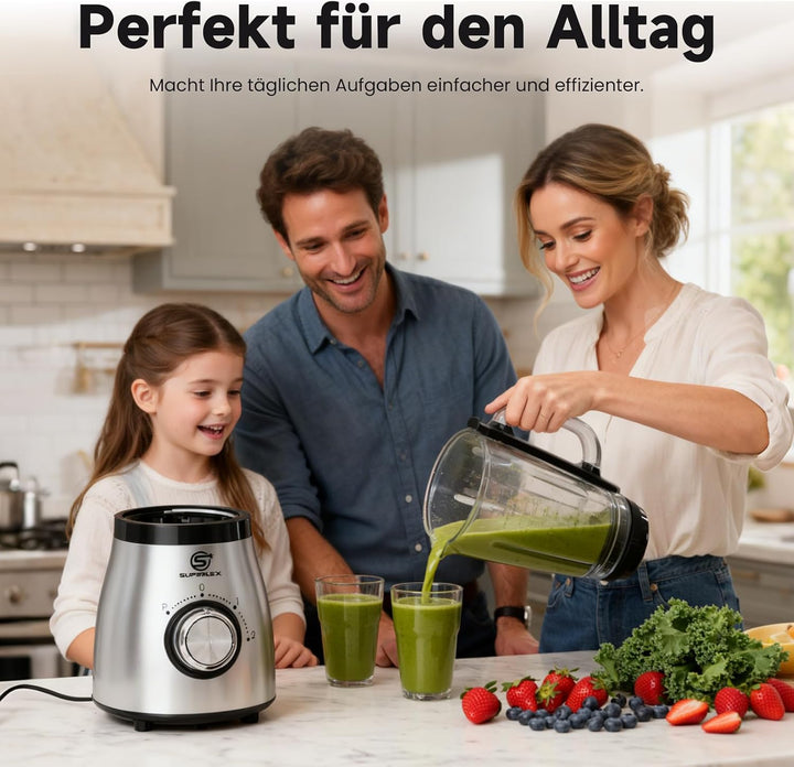 Standmixer 800W Hochleistungsmixer mit 1,5L Glasbehälter 2 Geschwindigkeitsstufen Plus Pulse Edelsta