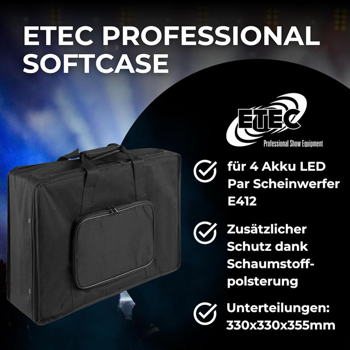 Softcase Transporttasche passend für ETEC Akku LED Par Scheinwerfer E412 Party Effekt DJ Hochzeit Bü