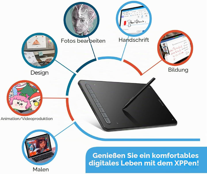 XPPen Deco MW 8x5 Zoll Grafiktablett Bluetooth Wireless Zeichentablett mit 8 Tasten, Drawing Tablet