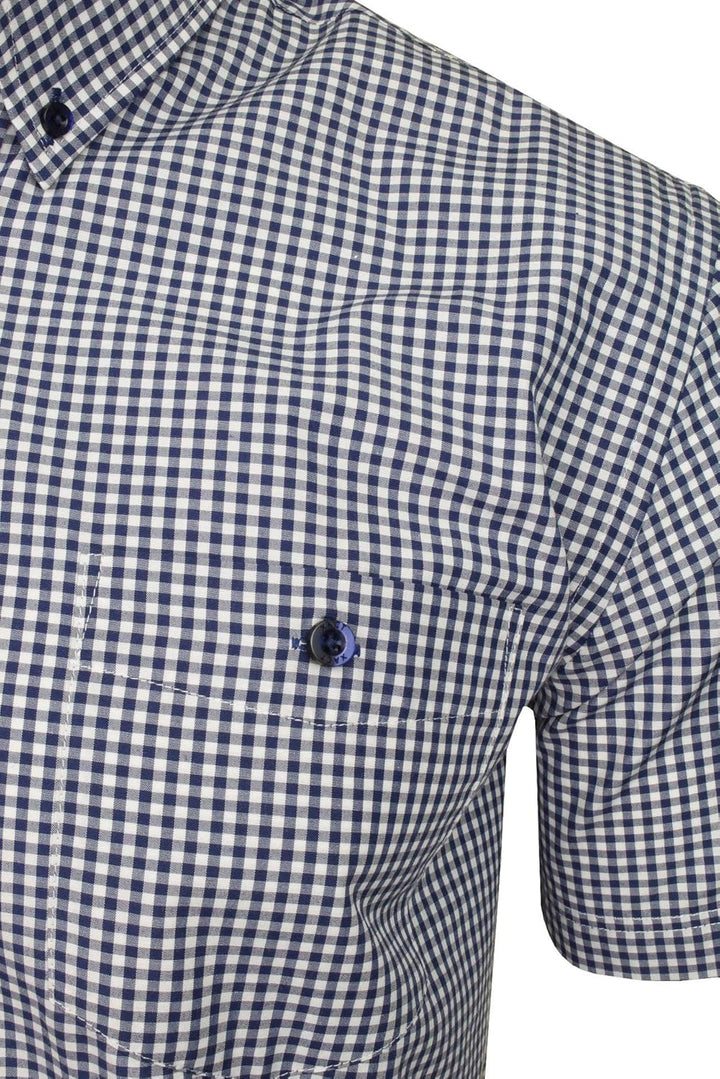 Xact Herren Kurzarmhemd mit Gingham-Karo, Button-Down-Kragen, Normale Passform M Navy/ White, M Navy