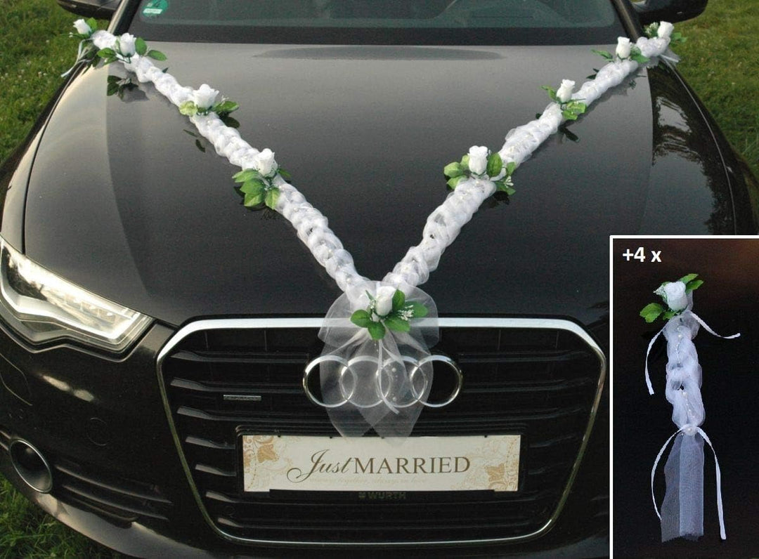 Sonder Organza Girlande Braut Paar Rose Deko Dekoration Hochzeit Car Auto Wedding ®Auto-schmuck Deko