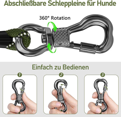 X XBEN Schleppleine, 3M 5M 6M 9M 10M 15M 20M 25M 30M Starke Hundeleine mit Bequemen Gepolsterter Gri