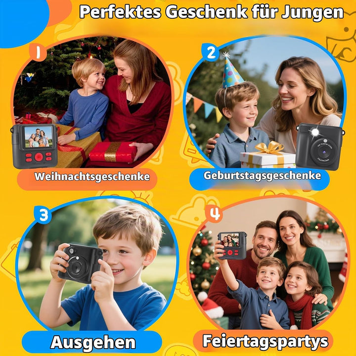 Kinderkamera Sofortbildkamera, 1080P HD Digitalkamera Kinder mit 2,4 Zoll 32G Karte und Fotopapier D