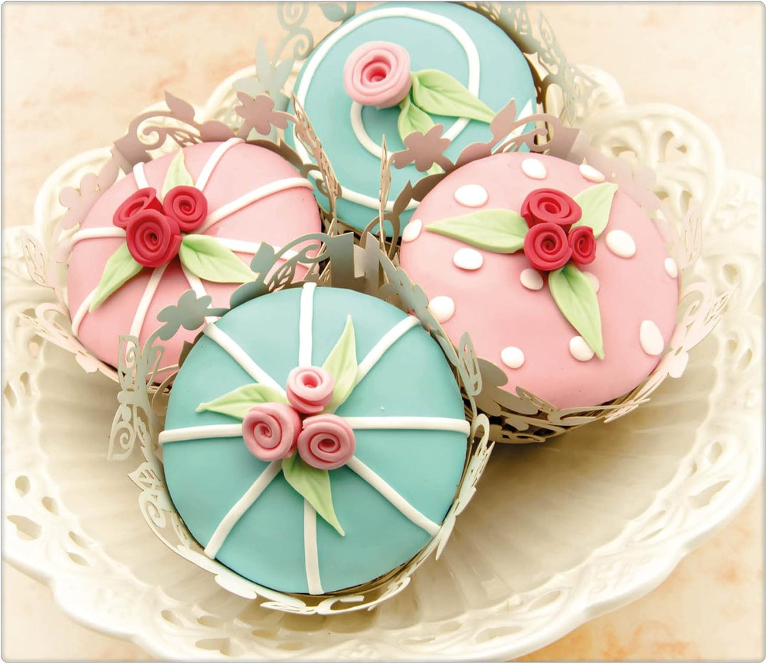 banjado® Herdabdeckplatte Glas 1-teilig 60x52 cm/Schneidebrett Herdabdeckung mit Motiv Cupcakes/Herd