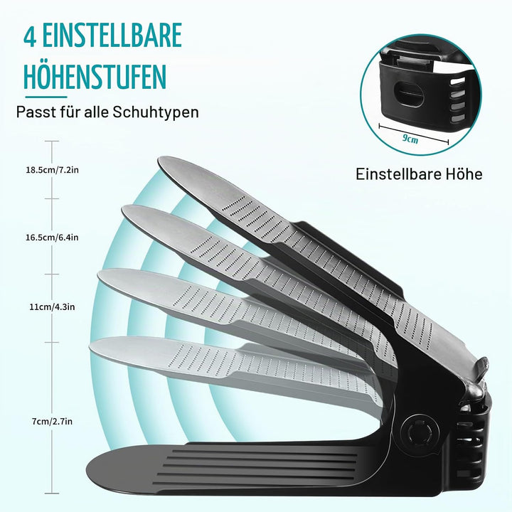 UCAMP Einstellbare Schuhregale,24 Stück Rutschfest Schuhstapler Doppelschicht Schuhhalter Platzspare