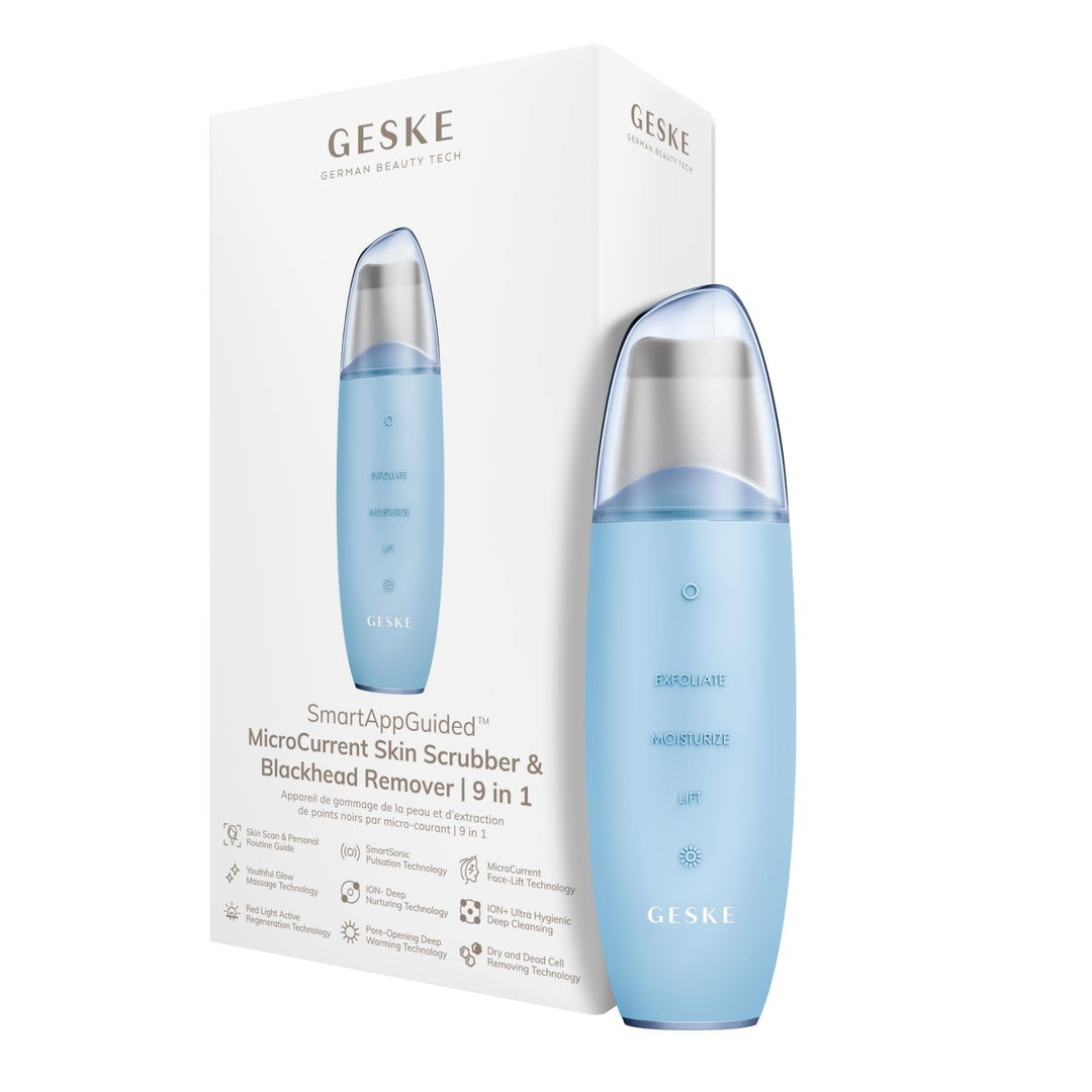 GESKE | SmartAppGuided™ MicroCurrent Skin Scrubber & Blackhead Remover | 9 in 1 | Skincare Tools | F