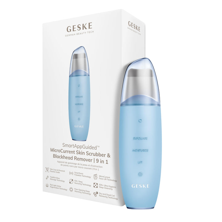 GESKE | SmartAppGuided™ MicroCurrent Skin Scrubber & Blackhead Remover | 9 in 1 | Skincare Tools | F
