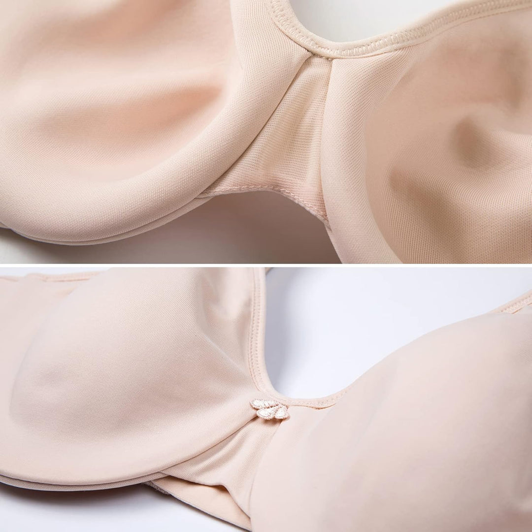 DELIMIRA Damen Minimizer BH mit Bügel Grosse Brüste Starker Halt Seamless Tshirt BHS Soft 70D Beige,
