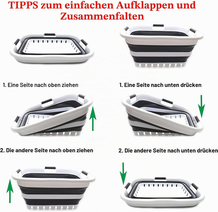 SAMMART 41L Collapsible 3 Handled Plastic Laundry Basket - Foldable Pop Up Storage Container/Organiz