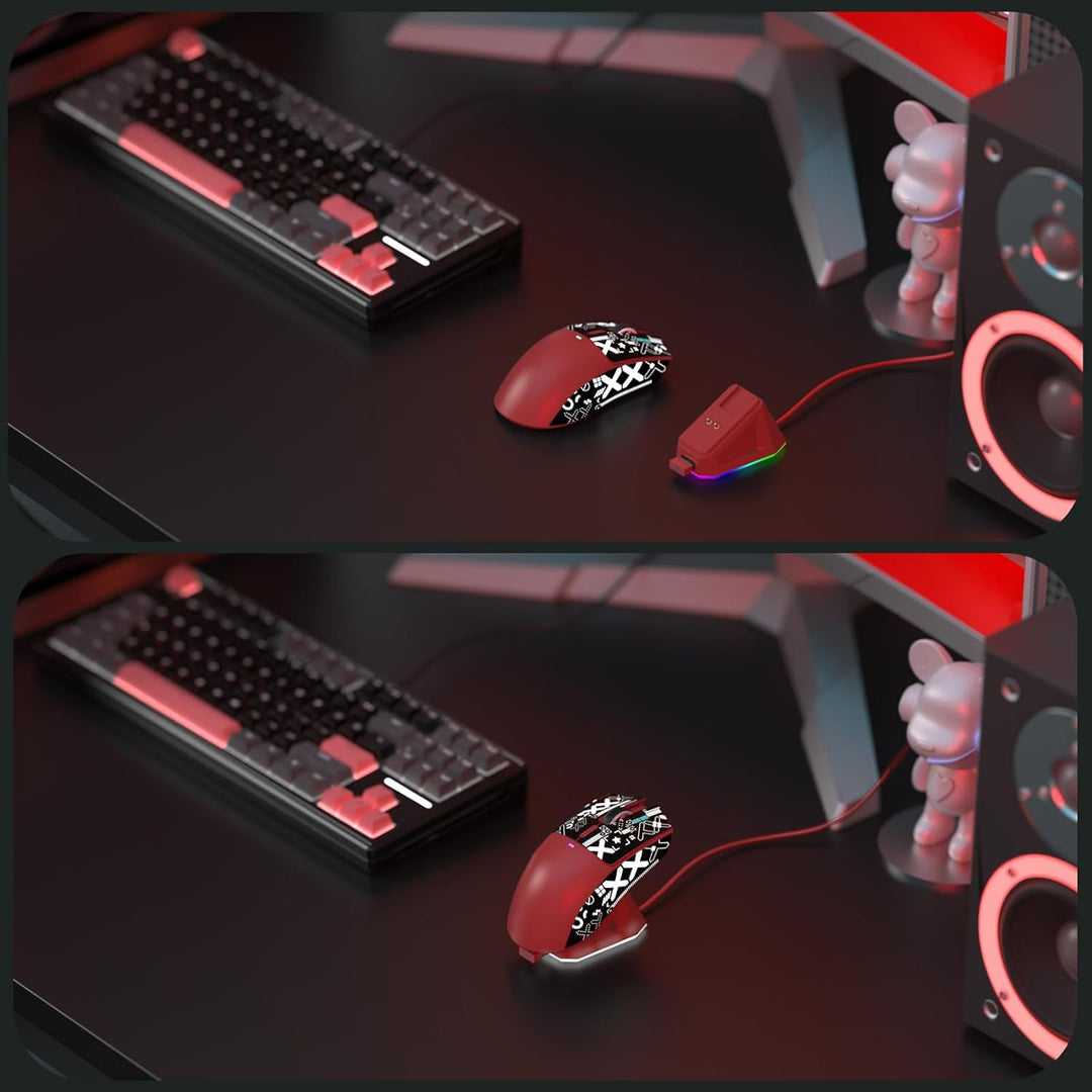 LexonElec x Attack Shark X11 Kabellose Gaming-Maus mit RGB Magnetische Ladestation, PixArt PAW3311-S