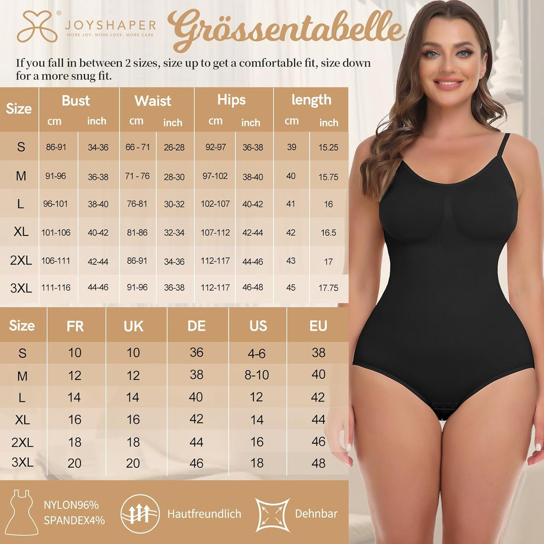 Joyshaper Shapewear Damen Miederbody Stark Formend Bauchweg Body Shaper Butt Lift Slimfit U-Ausschni