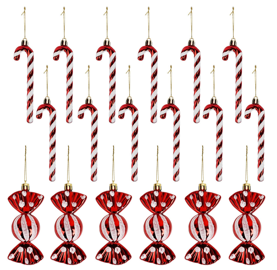 18 Stück Zuckerstangen Weihnachten Deko Weihnachtsbaum Anhänger Zuckerstangen Deko Glitzer Christbau