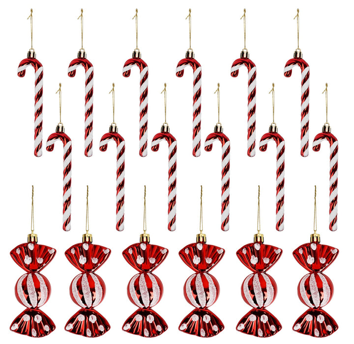 18 Stück Zuckerstangen Weihnachten Deko Weihnachtsbaum Anhänger Zuckerstangen Deko Glitzer Christbau