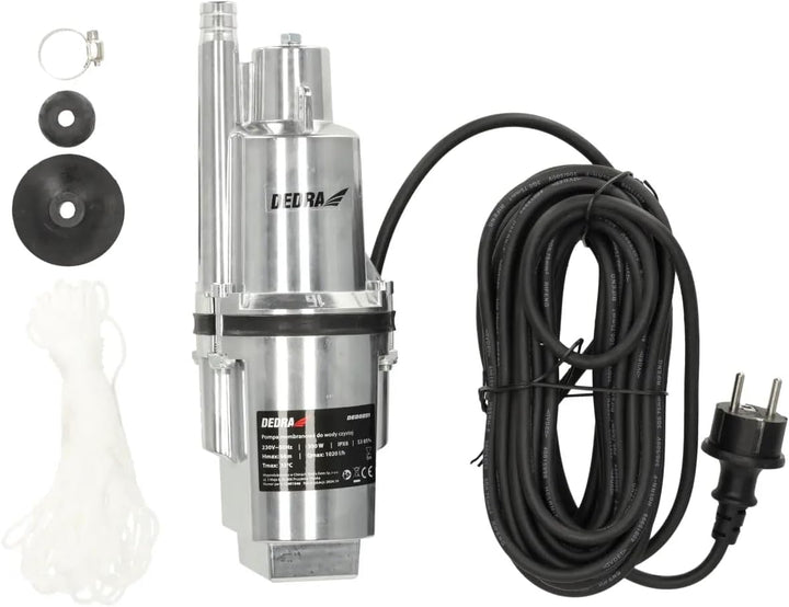 DEDRA Membranpumpe für sauberes Wasser, Tauchmembranpumpe Garden 300W, Förderhöhe 68 m, Netzkabel 10
