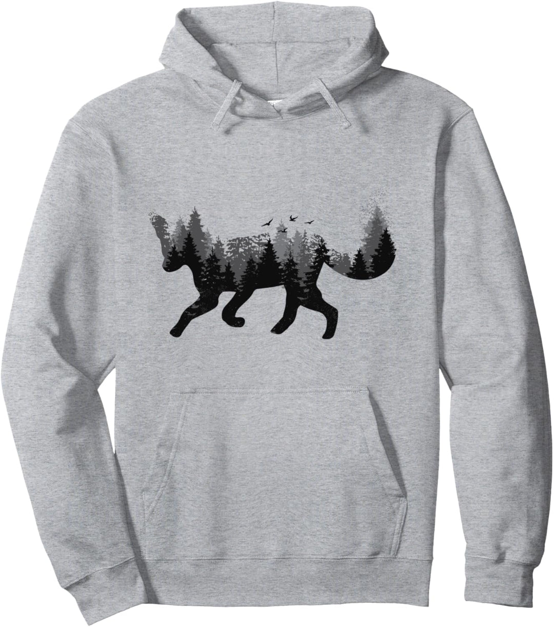 Fuchs Silhouette Wald | Tier Natur Moti Pullover Hoodie