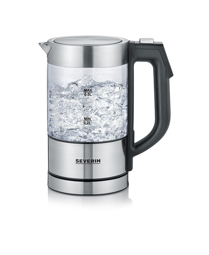 SEVERIN Digitaler Mini Glas Wasserkocher, kompakter Wasserkocher mit Temperaturauswahl, elektrischer