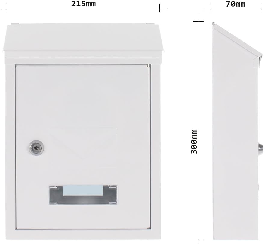 HomeDesignMailbox HDM-2100-Weiss, Zylinderschloss mit 2 Schlüssel, Stahl, BxH 215x300 mm, Befestigun