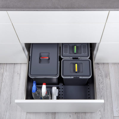 SOTECH Abfallsammler Draw 15+6+6L Abfalleimer mit Deckel Abfallsystem für Auszug Korpusbreite 60 cm