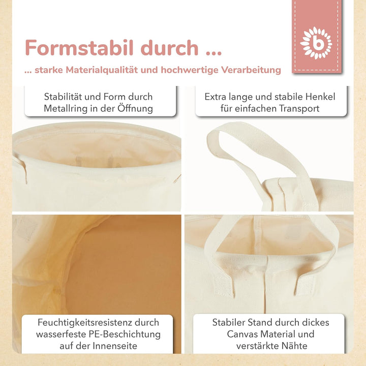 Bieco Wäschekorb Baby Reh Ella | Grosser Aufbewahrungskorb Kinder Baumwolle und Wasserabweisend | Au
