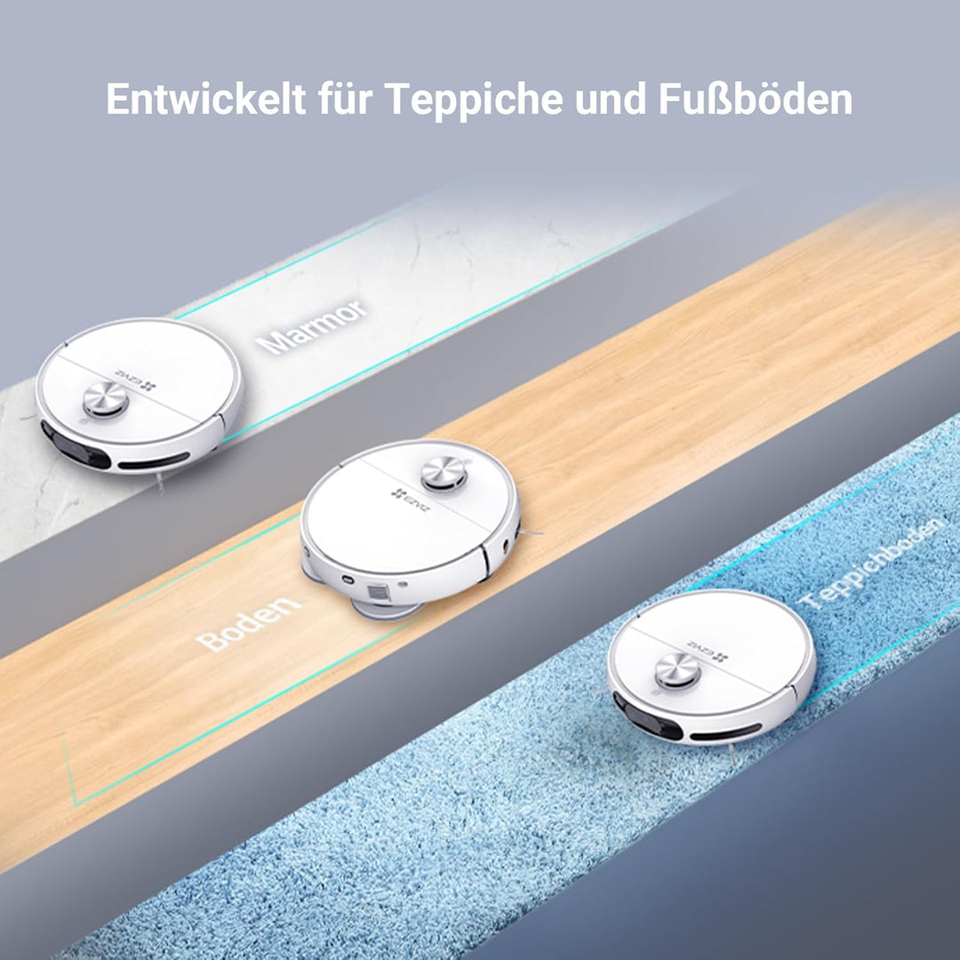 EZVIZ Saugroboter mit Wischfunktion und Absaugstation, 7200 Pa, Zero Tangle Bürste, Vielseitiger Tep