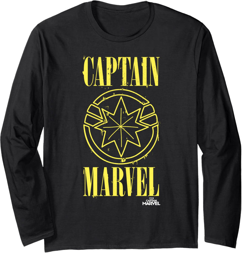 Captain Marvel Yellow Line Logo Langarmshirt