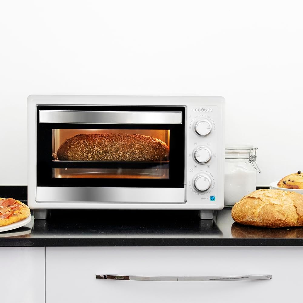 Cecotec Tischofen BakeundToast 2600 White 4Pizza, 26L, 1550W, Inklusive Pietra Pizza Stein, 6 Funkti