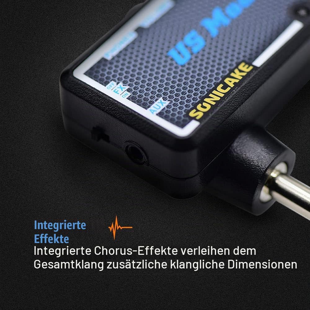 SONICAKE Mini Verstärker Gitarren Chorus Effekt AMP Kopfhörer Verstärker Pocket wiederaufladbar Gita