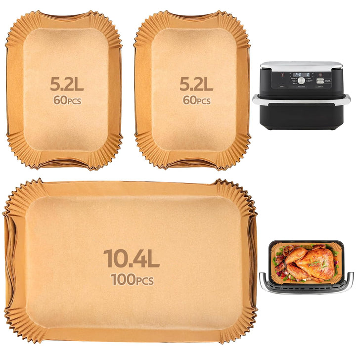 220 Stück Backpapier für Heissluftfritteuse Ninja BPA-Frei, Airfryer Backpapier Antihaft Wasserdicht